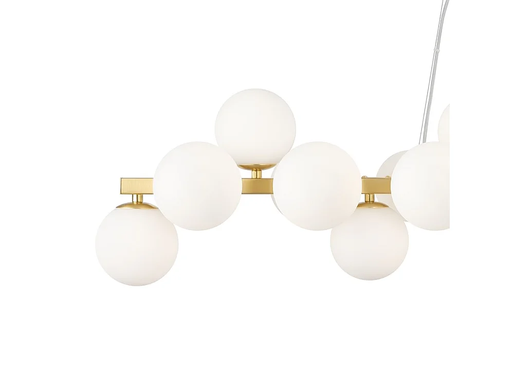 Lampadario Contemporaneo Dallas Metallo Oro E Bianco 25 Luci Diffusori Vetro