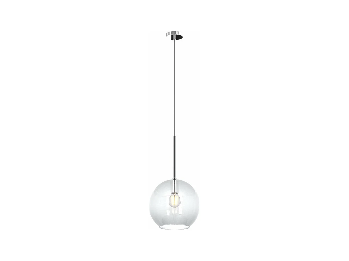 Sospensione Contemporanea Future Metallo Cromo Vetro Trasp. 1 Luce E27 D.25Cm