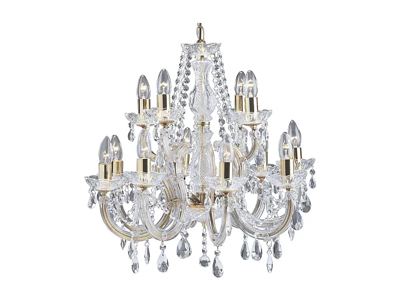 Lampadario Classico Marie Therese Acciaio Oro Vetro Trasparente 12 Luci E14