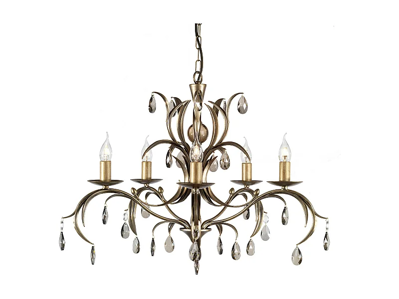 Elstead Lily - Lampadario a 5 luci con foglie floreali in bronzo metallizzato