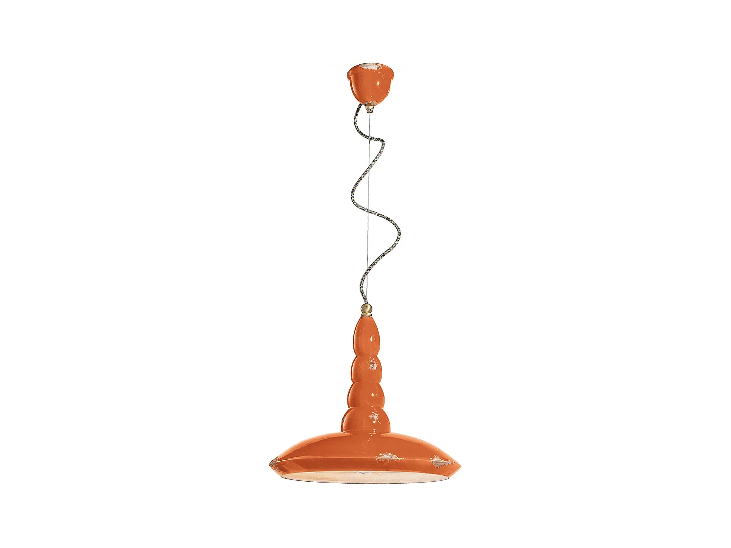Lampadario Vintage Vague Vintage Ferro E Ceramica Arancio 1 Luce E27 40Cm