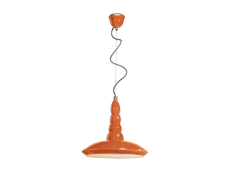 Lampadario Vintage Vague Vintage Ferro E Ceramica Arancio 1 Luce E27 40Cm