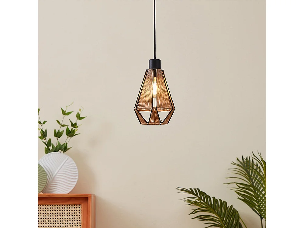 Lampadario Contemporaneo Adwickle 1 Luce Metallo Nero E Tessuto