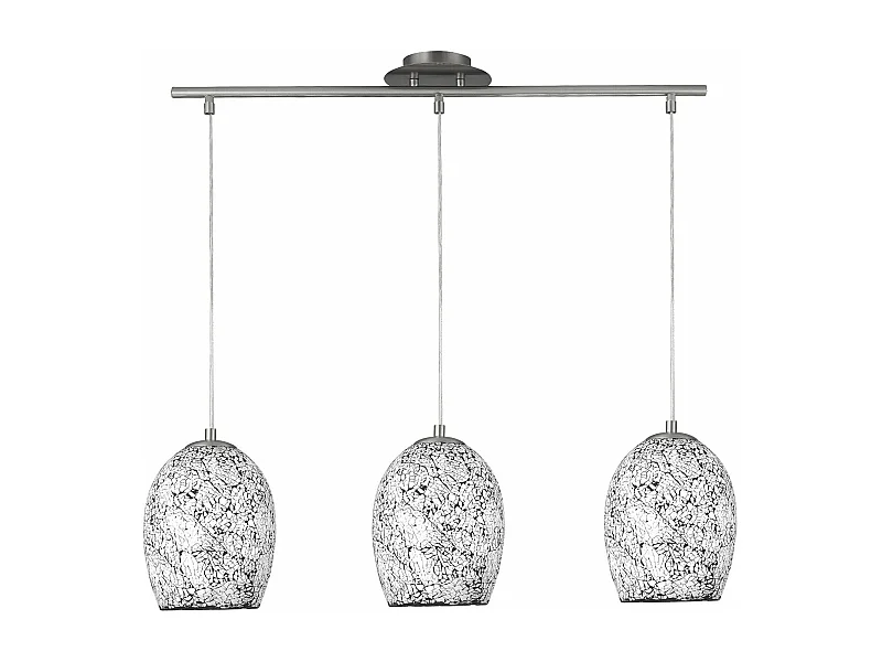 Lampadario Contemporaneo Crepitio Acciaio Argento Vetro 3 Luci E27