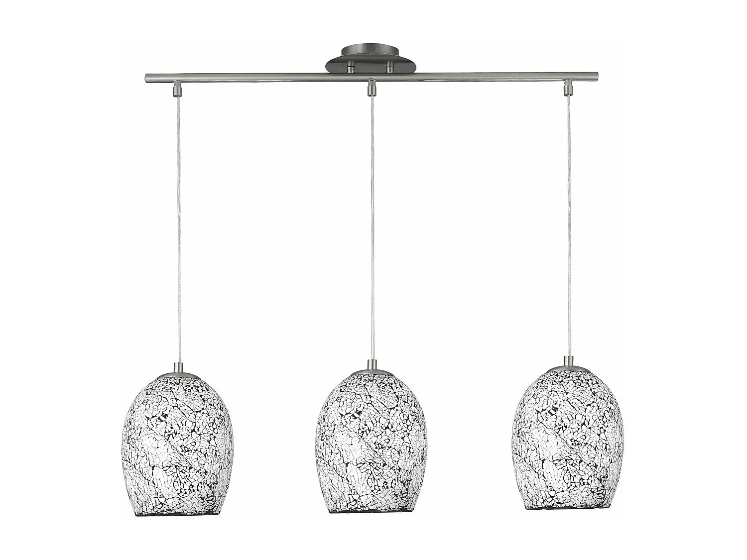 Lampadario Contemporaneo Crepitio Acciaio Argento Vetro 3 Luci E27