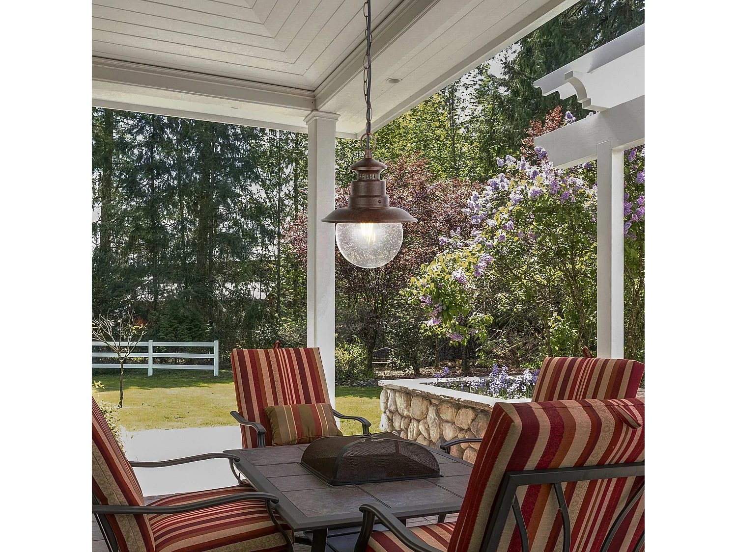 Sospensione Rustico-Country Stazione Acciaio Marrone Vetro 1 Luce E27