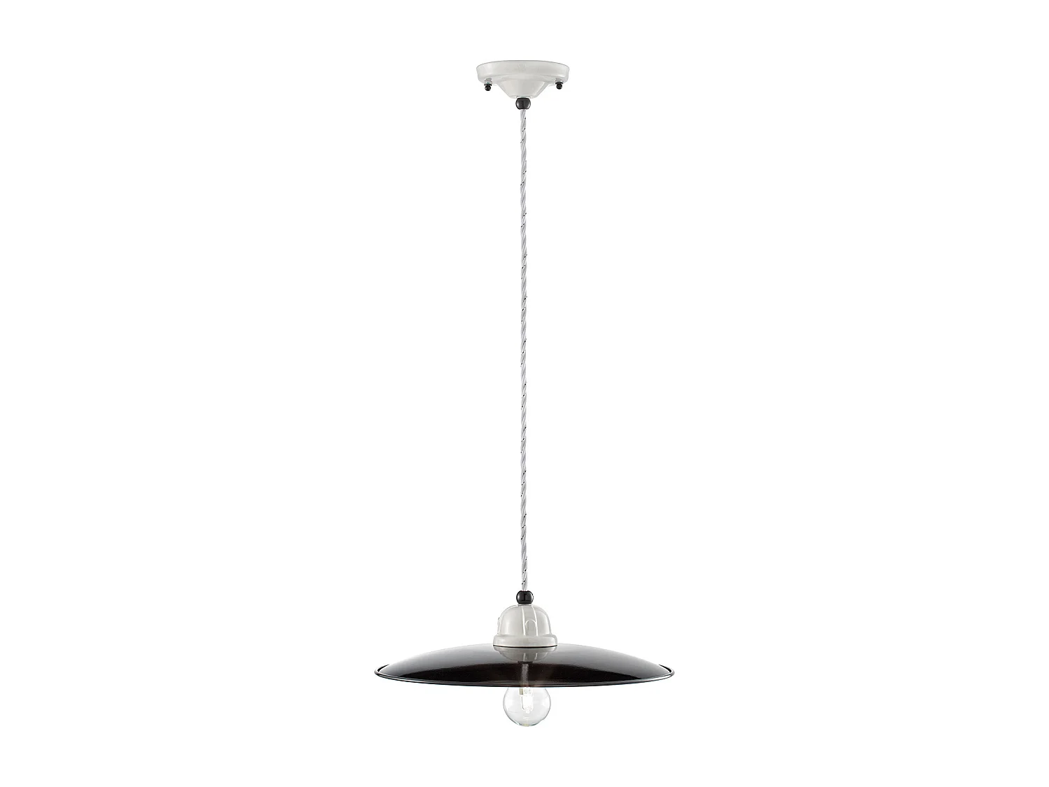 Lampadario Vintage B&W Metallo Smaltato Nero E Bianco 1 Luce E27 35Cm