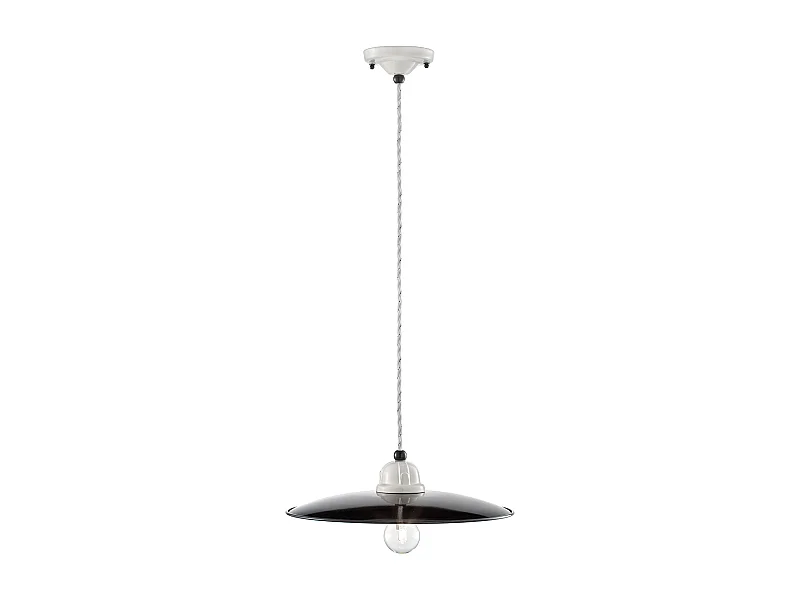 Lampadario Vintage B&W Metallo Smaltato Nero E Bianco 1 Luce E27 35Cm