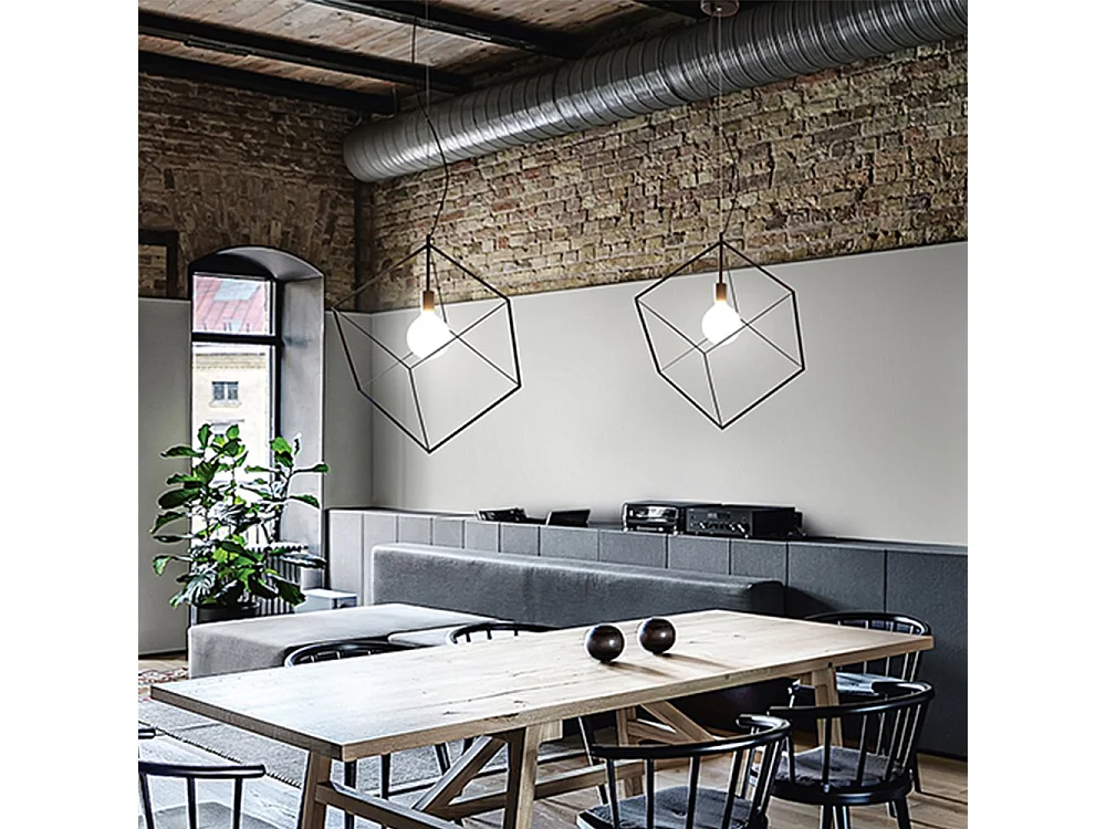 Lampadario In Metallo Industrial Cube Nero 1 Luce E27