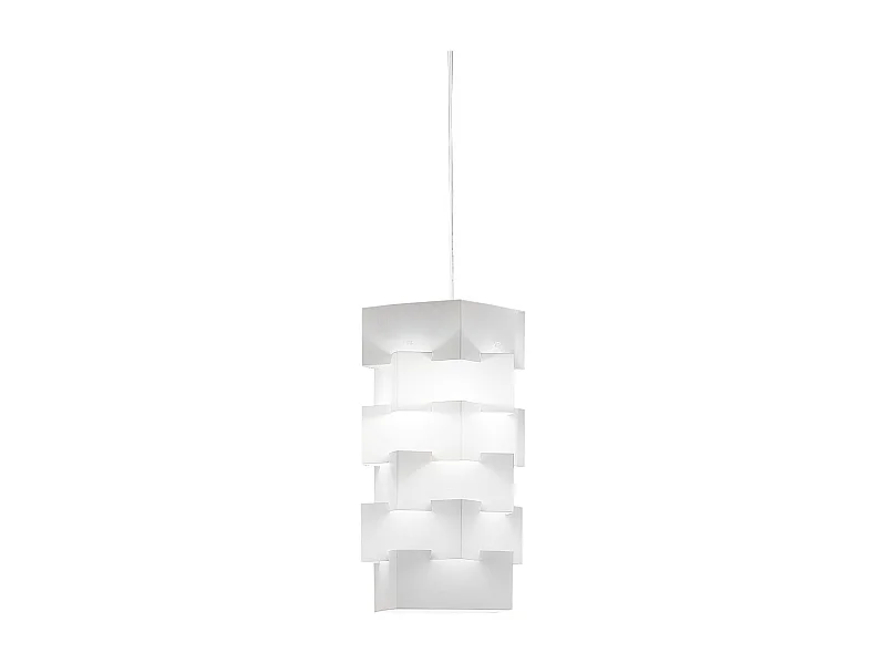 Sospensione Moderna Building Polilux ® Bianco E Metallo Cromo 1 Luce E27