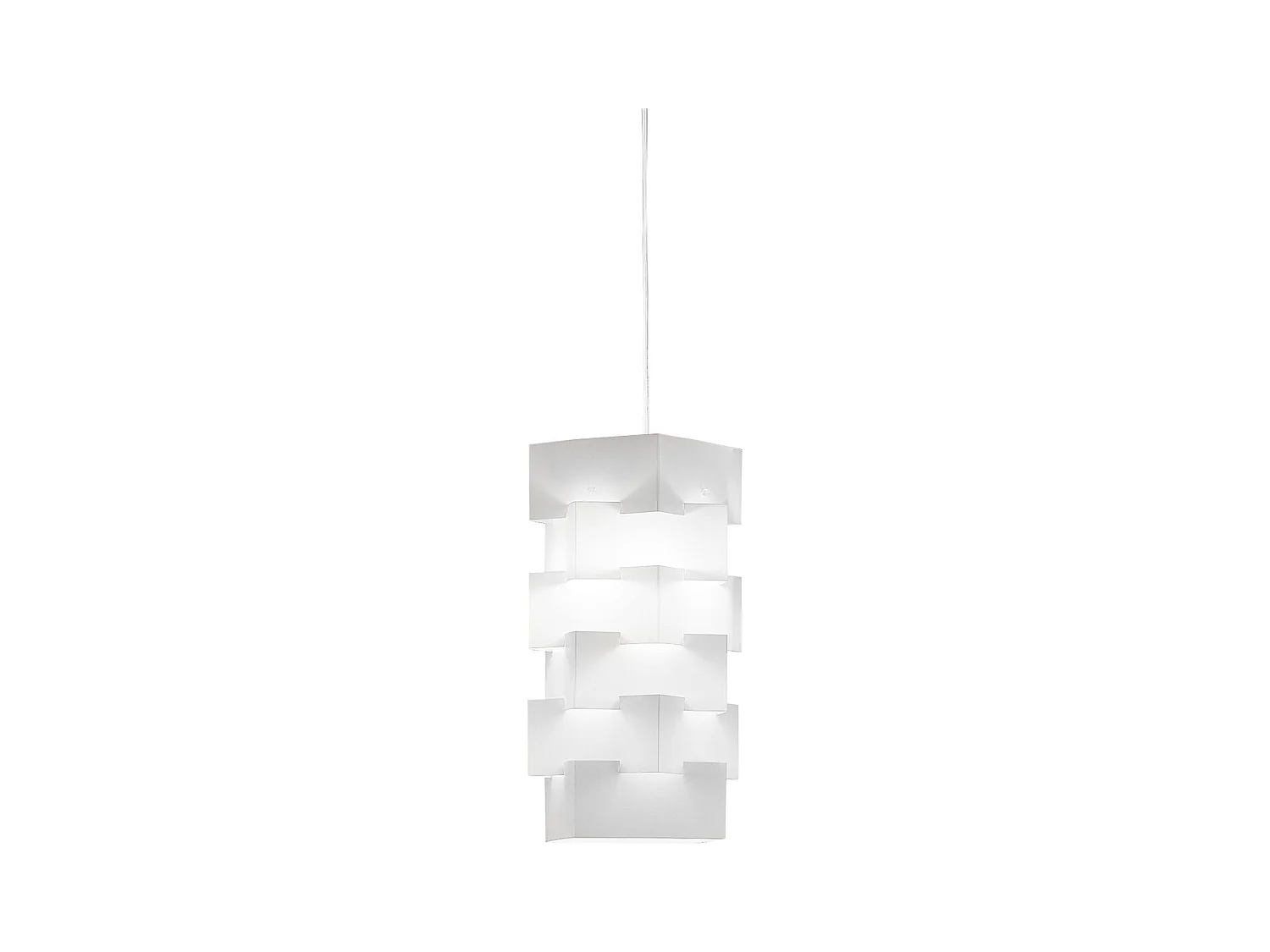 Sospensione Moderna Building Polilux ® Bianco E Metallo Cromo 1 Luce E27