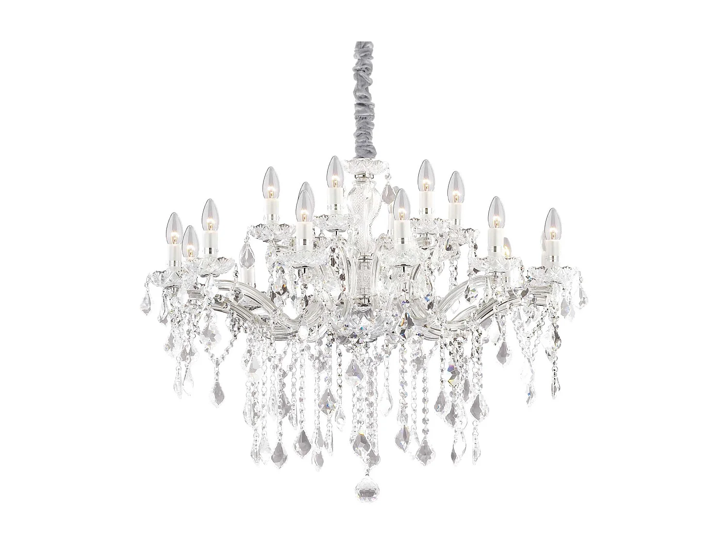 Ideal Lux Florian - Lámpara de araña de cristal de 18 luces con acabado cromado, E14