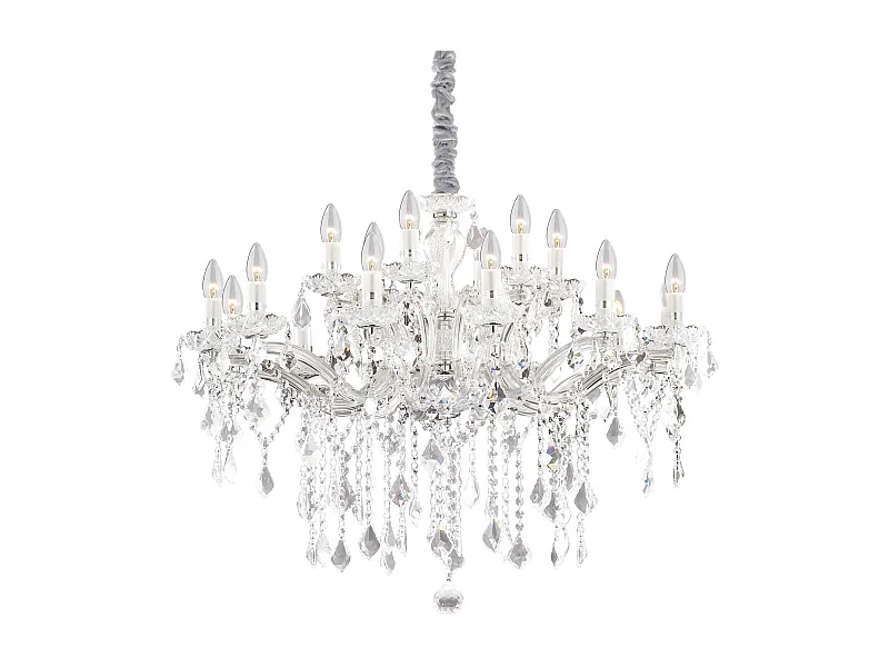 Ideal Lux Florian Lustre en cristal à 18 ampoules au fini chromé, E14