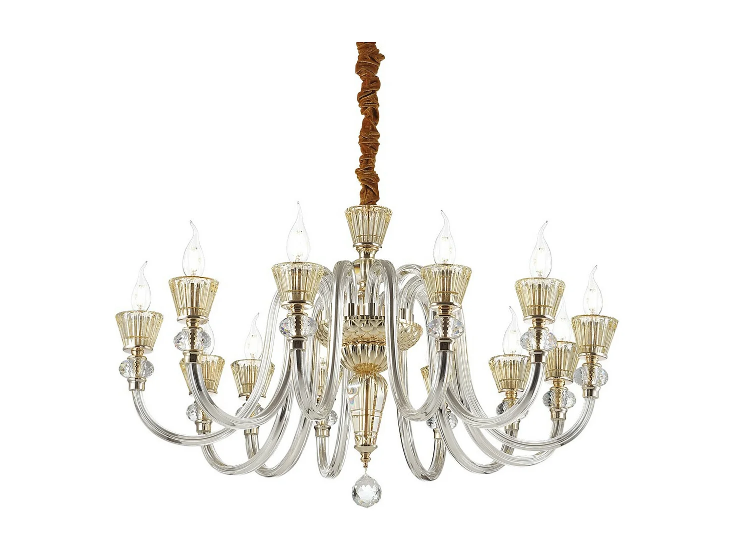 Ideal Lux Strauss - Lámpara de araña de 12 luces, acabado en oro rosa, E14