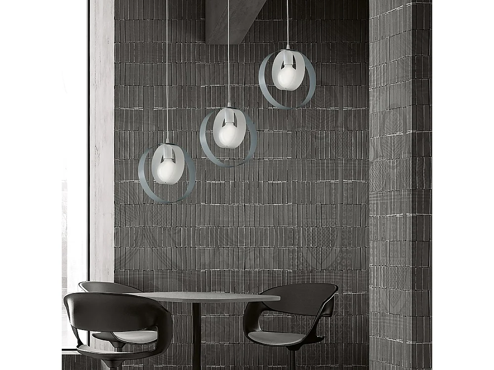 Sospensione Moderna 1 Luce Cerchi Ferro Bianco e Grigio Serie Bolla