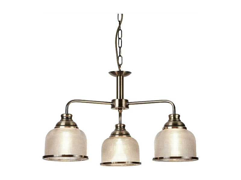 Searchlight Bistro - Sospensione a soffitto a 3 luci multibraccio bianco, ottone antico, attacco E27