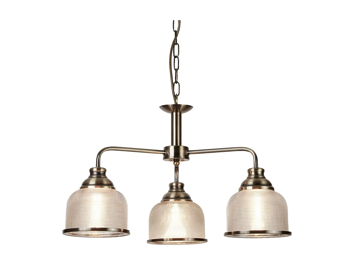 Searchlight Bistro - Sospensione a soffitto a 3 luci multibraccio bianco, ottone antico, attacco E27