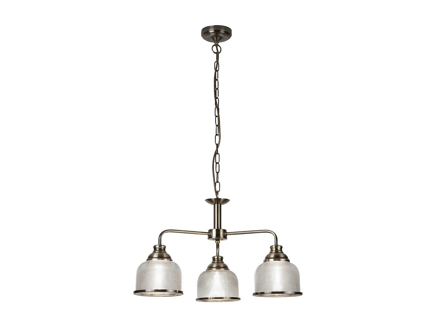 Searchlight Bistro - Sospensione a soffitto a 3 luci multibraccio bianco, ottone antico, attacco E27