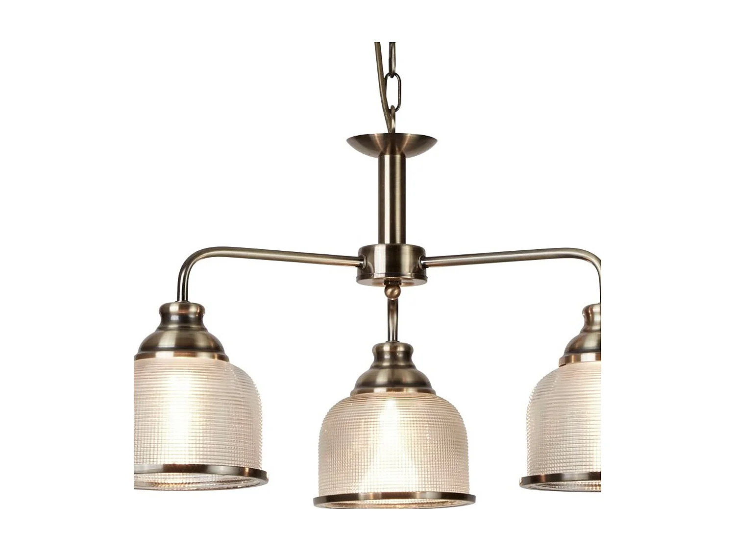 Searchlight Bistro - Sospensione a soffitto a 3 luci multibraccio bianco, ottone antico, attacco E27