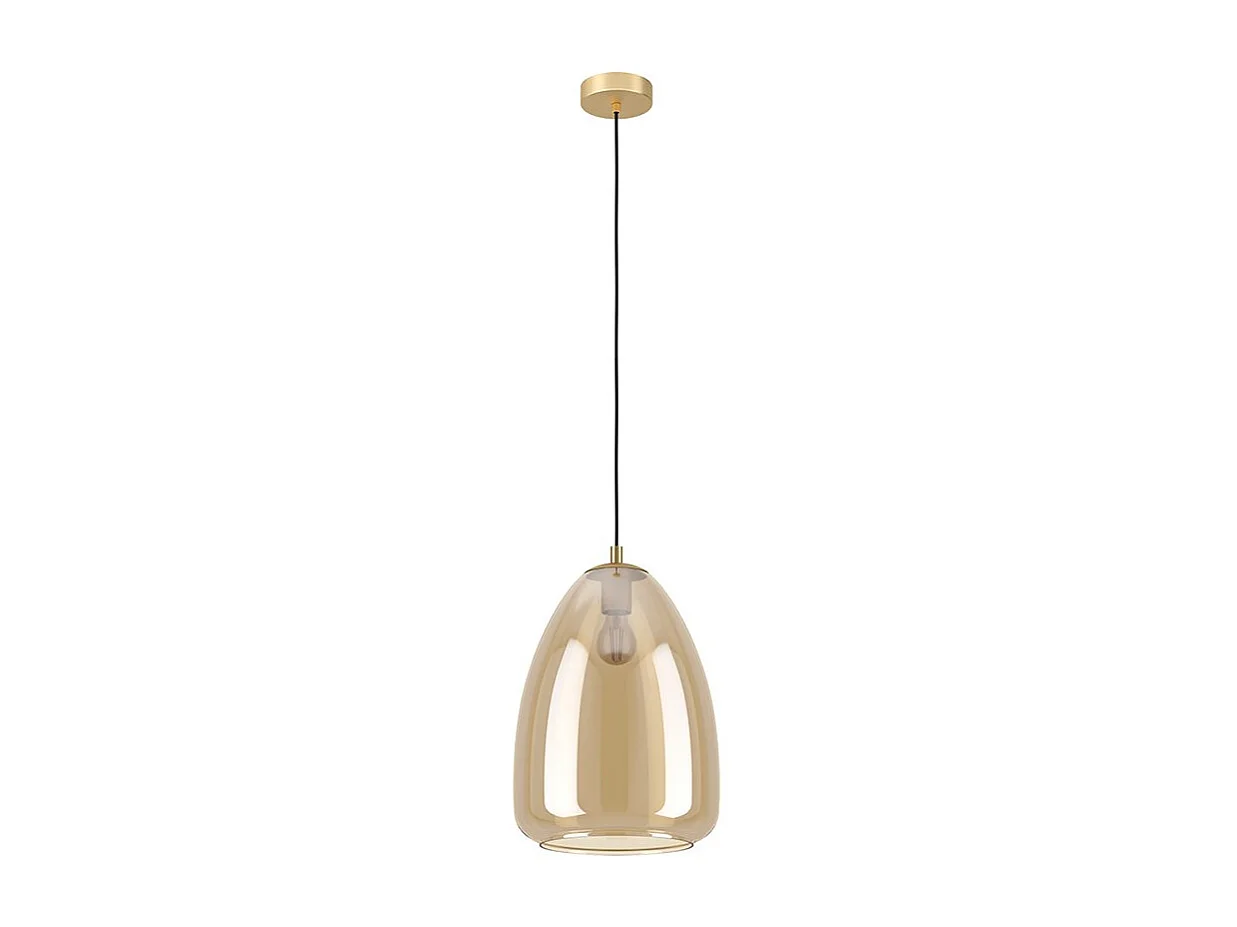 Lampadario Contemporaneo Alobrase 1 Luce Metallo Ottone Spazzolato