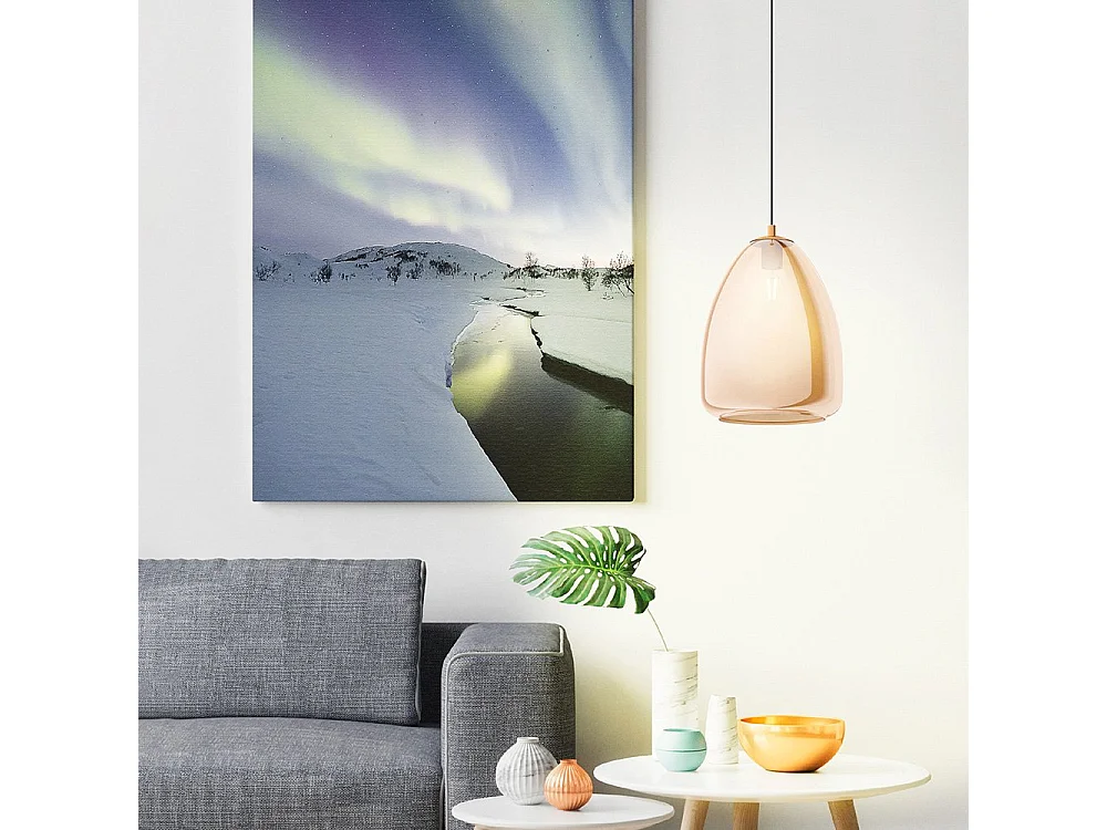 Lampadario Contemporaneo Alobrase 1 Luce Metallo Ottone Spazzolato