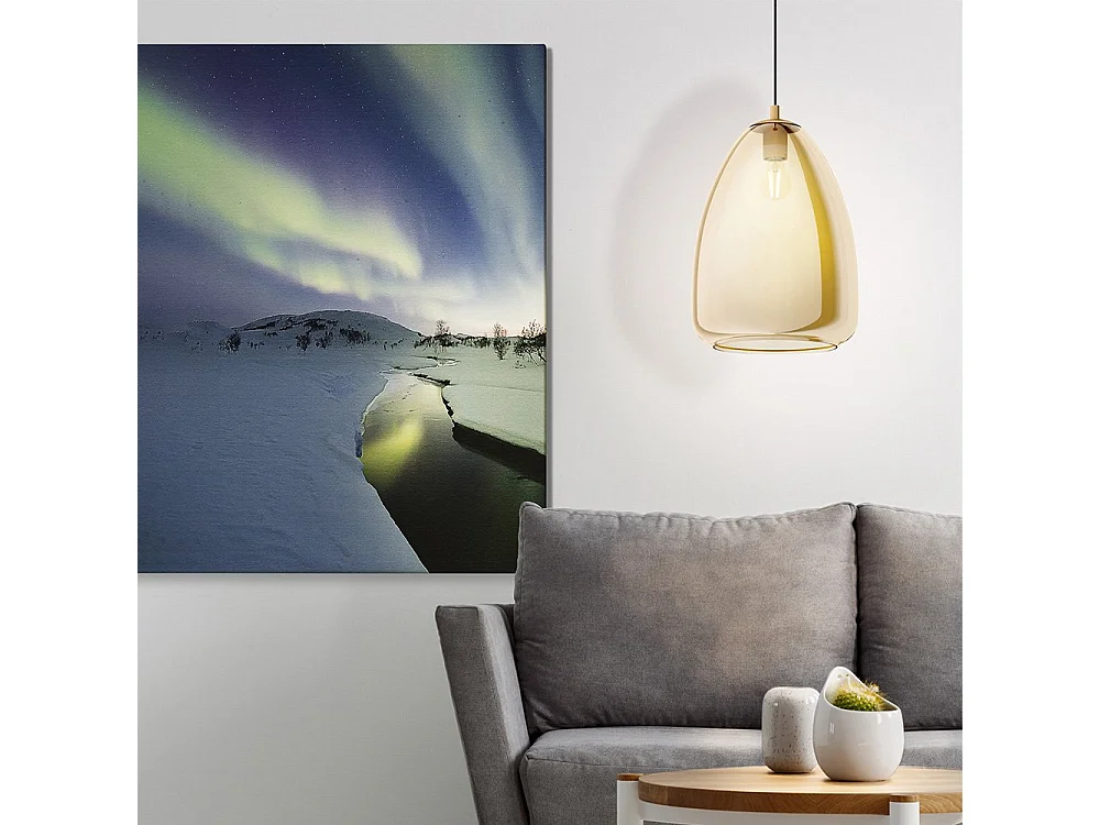 Lampadario Contemporaneo Alobrase 1 Luce Metallo Ottone Spazzolato