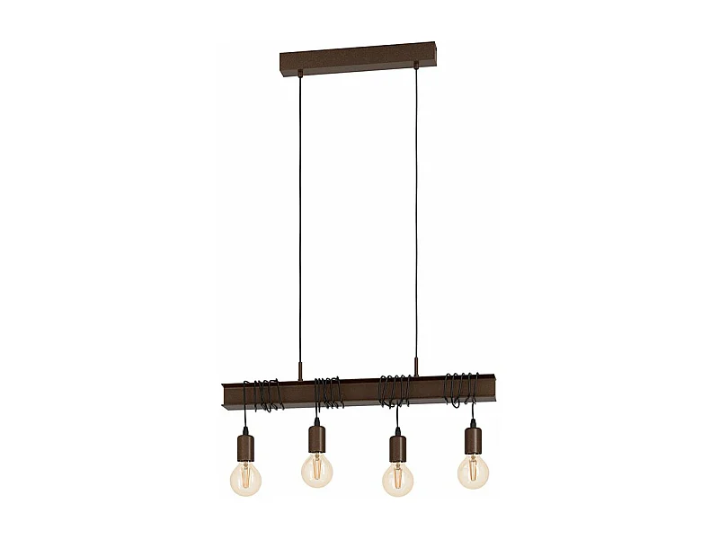 Lampadario Industrial Townshend 4 4 Luci Acciaio Marrone Invecchiato E Nero