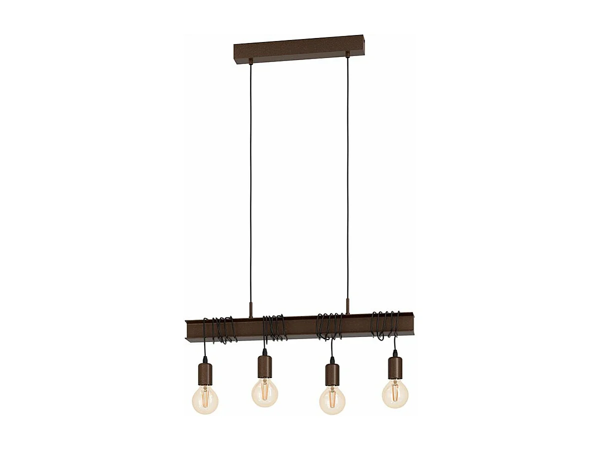 Lampadario Industrial Townshend 4 4 Luci Acciaio Marrone Invecchiato E Nero