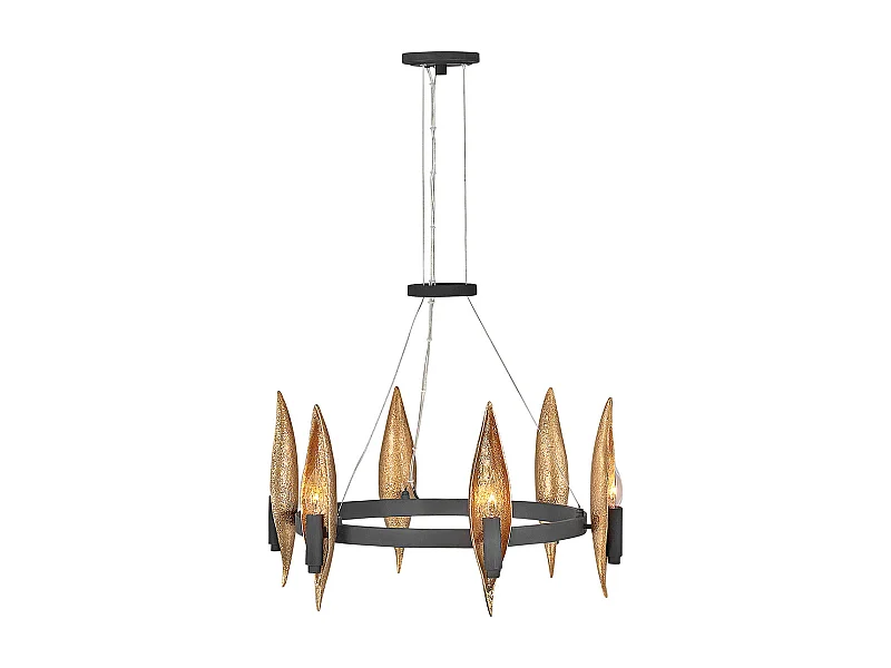 Elstead Hinkley Willow Zylindrische Pendel-Deckenleuchte Carbon Black mit Deluxe Gold