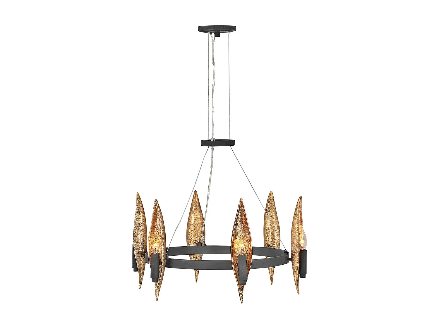 Elstead Hinkley Willow Plafonnier suspendu cylindrique noir de carbone avec or de luxe