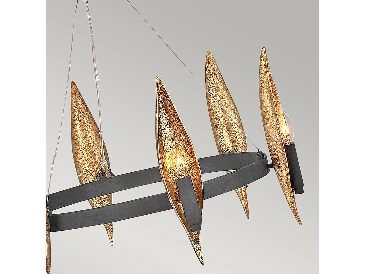 Elstead Hinkley Willow Plafoniera a sospensione cilindrica Carbon Black con Deluxe Gold