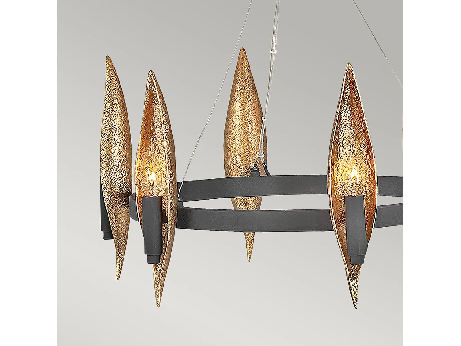 Elstead Hinkley Willow Plafoniera a sospensione cilindrica Carbon Black con Deluxe Gold