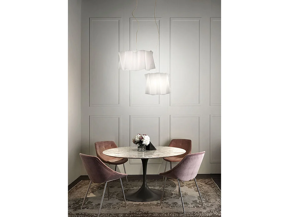 Sospensione Moderna Folio Polilux ® Bianco E Metallo Cromo 1 Luce E27 D40Cm