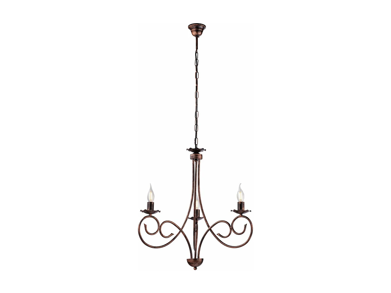 Alma Lustre en fer laqué noir décor cuivre antique 3 lumières 120 d.50 BL130-3-NR