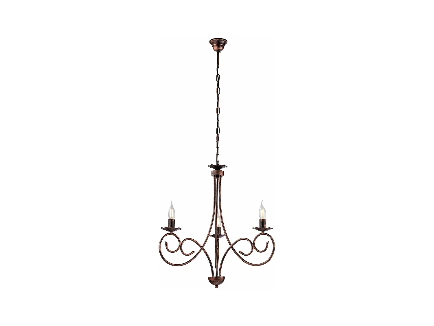 Alma Lustre en fer laqué noir décor cuivre antique 3 lumières 120 d.50 BL130-3-NR