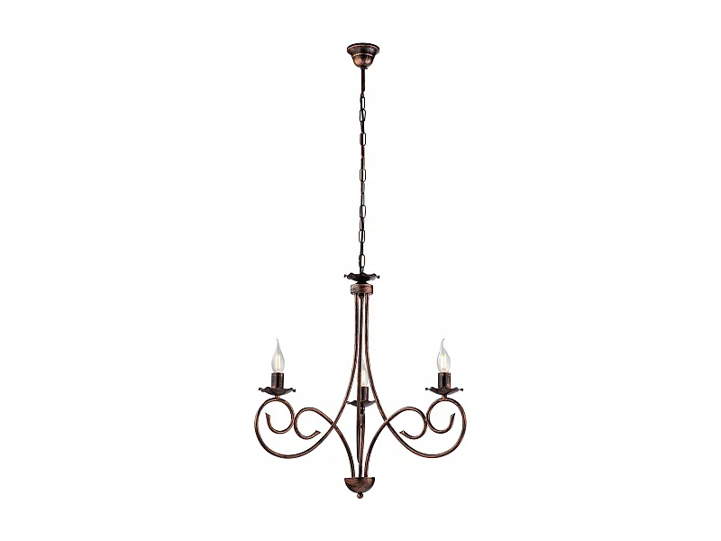 Alma Lustre en fer laqué noir décor cuivre antique 3 lumières 120 d.50 BL130-3-NR