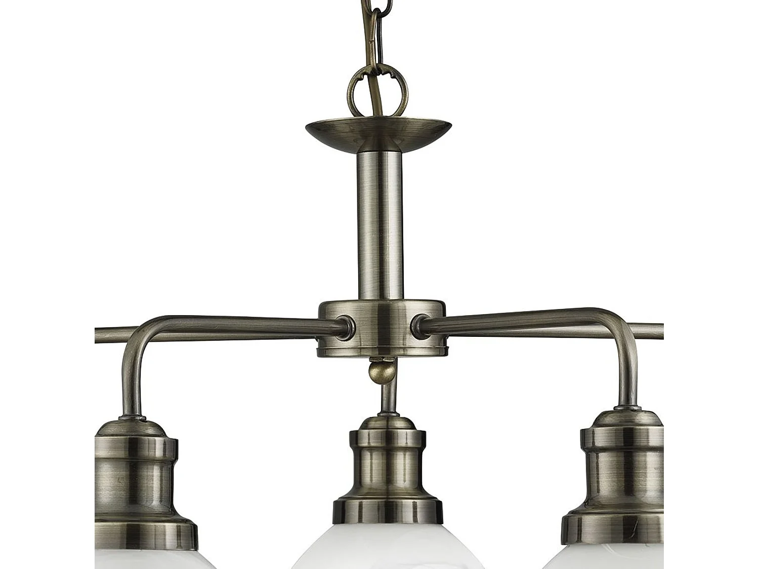 Lampadario Contemporaneo Bistro Acciaio Ottone Vetro 5 Luci E27