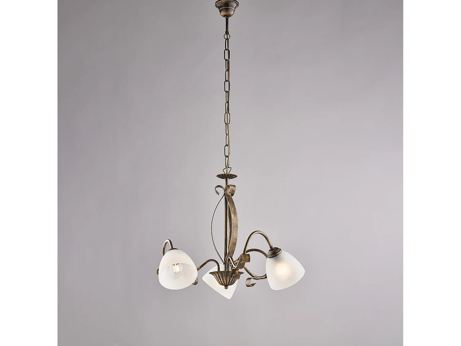 Forgiato Kronleuchter Braun/Gold, 3x E14, Alabasterglas Ø51 cm – BL301-3-BR