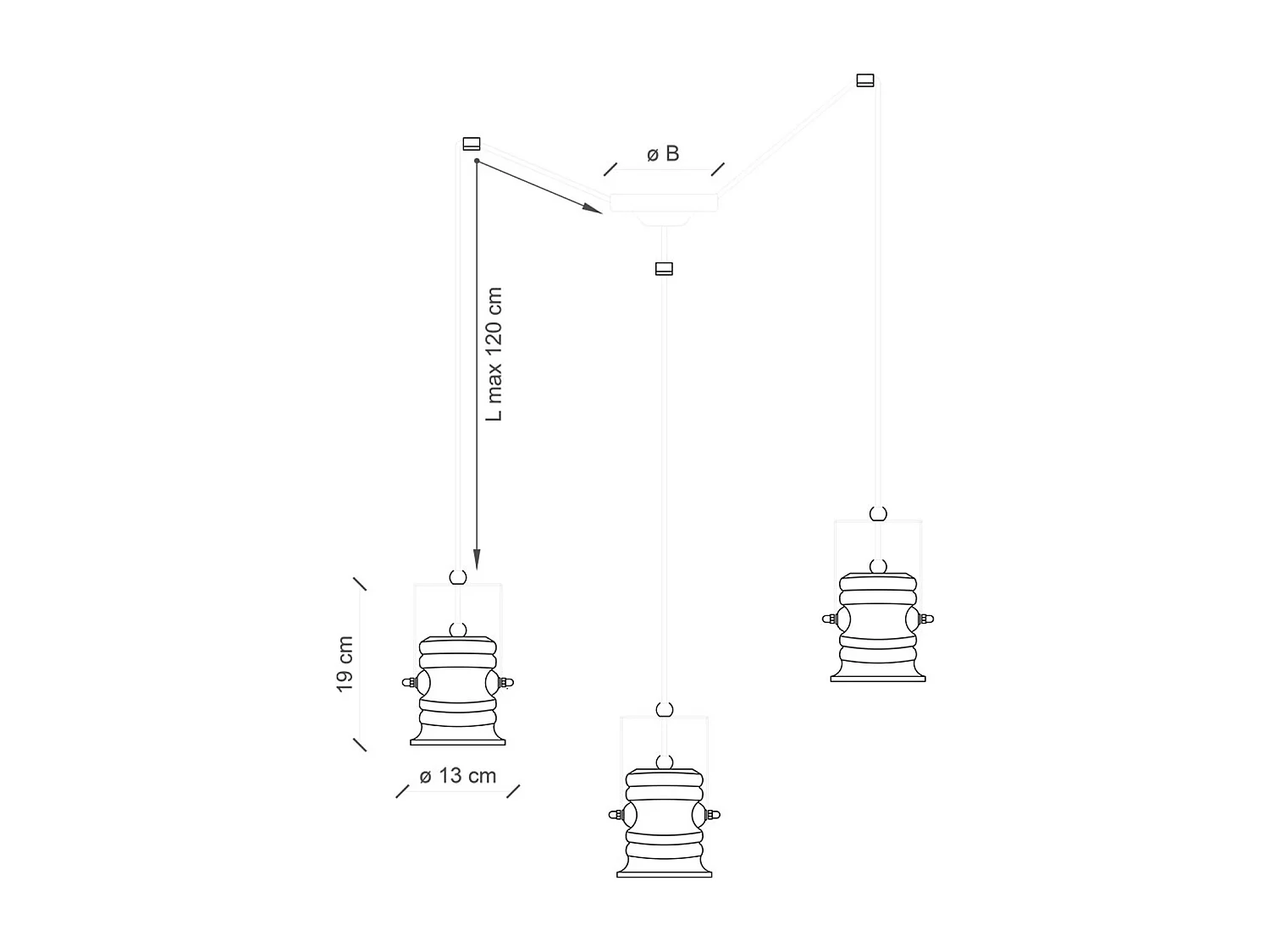 Lampadario Industrial Minimal Urban Ferro Ceramica Vintage Bordeaux 3 Luci E27
