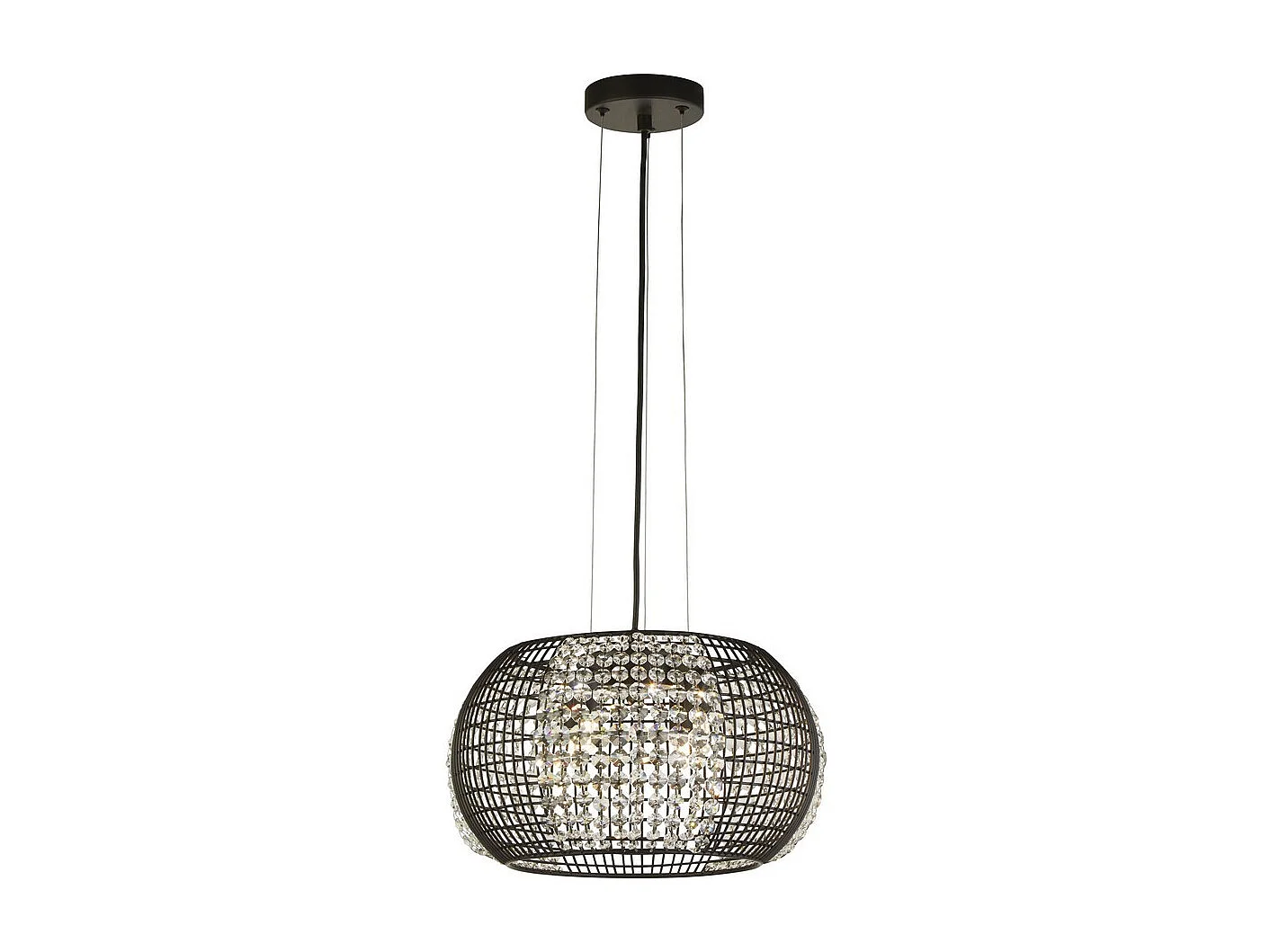 Searchlight CAGE 4 ljus svart trumma takhnge med kristallglaspaneler