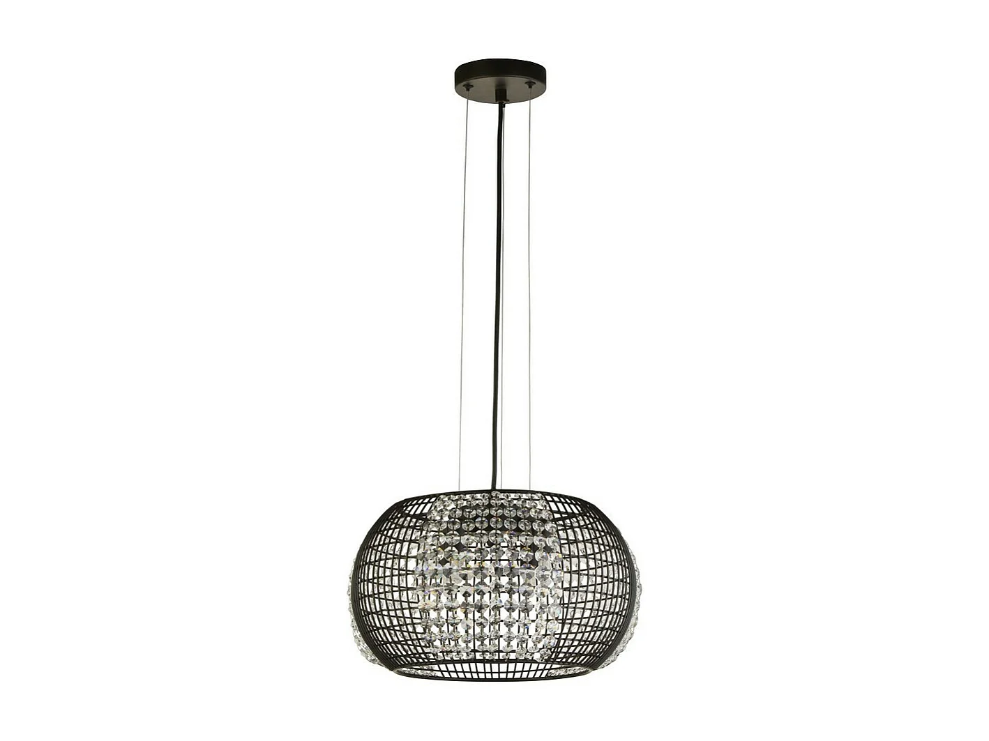 Searchlight CAGE 4 ljus svart trumma takhnge med kristallglaspaneler