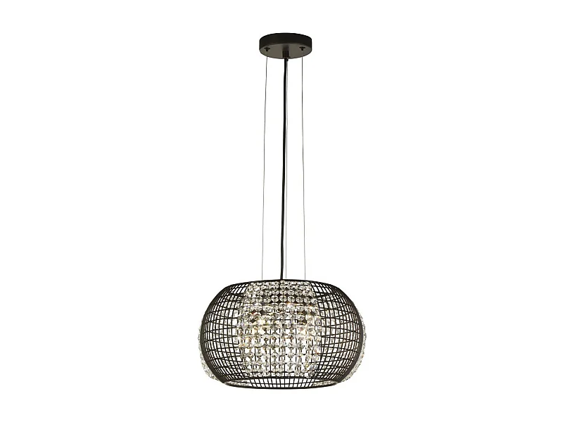 Searchlight CAGE 4 ljus svart trumma takhnge med kristallglaspaneler