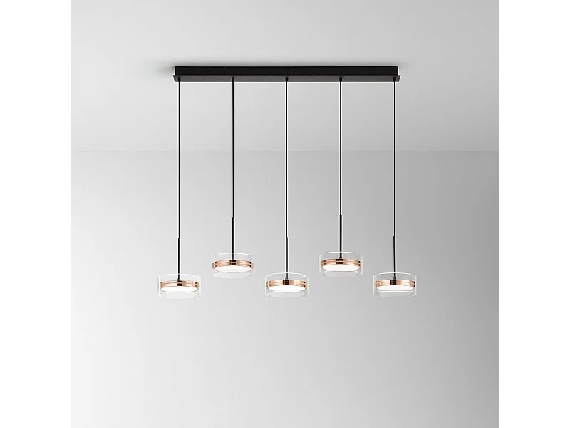 Lampadario A Sospensione Contemporaneo Aere Alluminio Oro 5 Led Integrato 14W