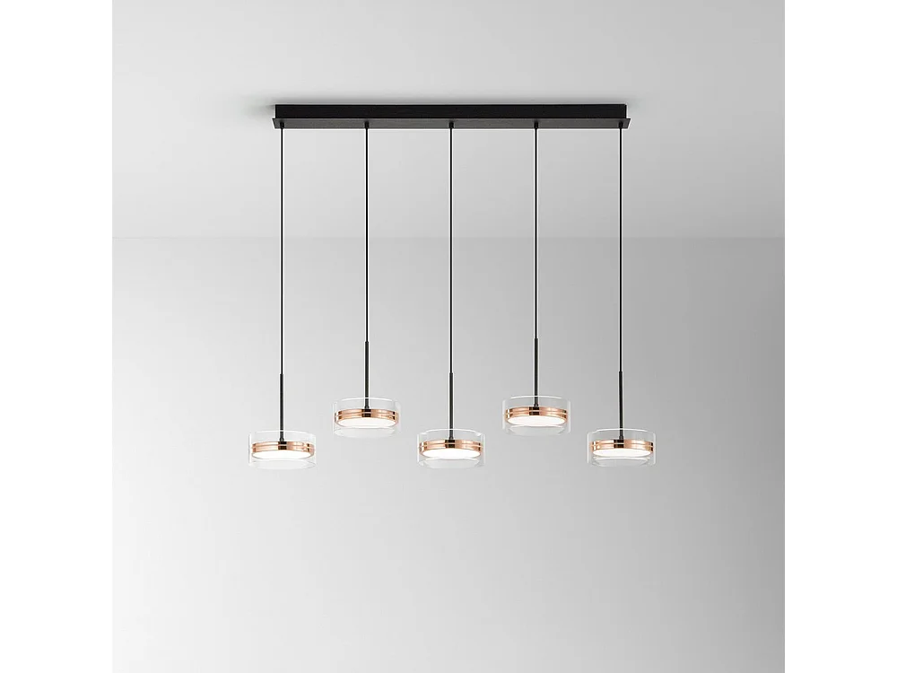 Lampadario A Sospensione Contemporaneo Aere Alluminio Oro 5 Led Integrato 14W