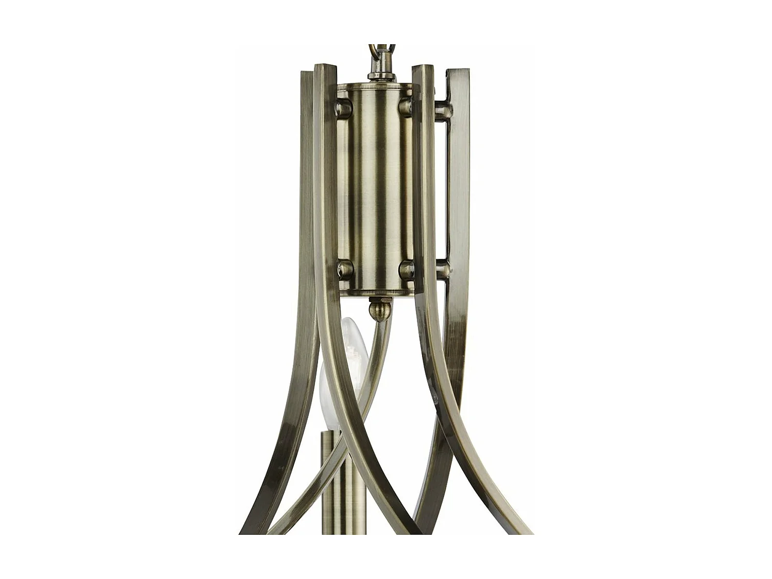 Searchlight Ascona - Sospensione a soffitto a 5 luci multibraccio in ottone antico, vetro, attacco E14