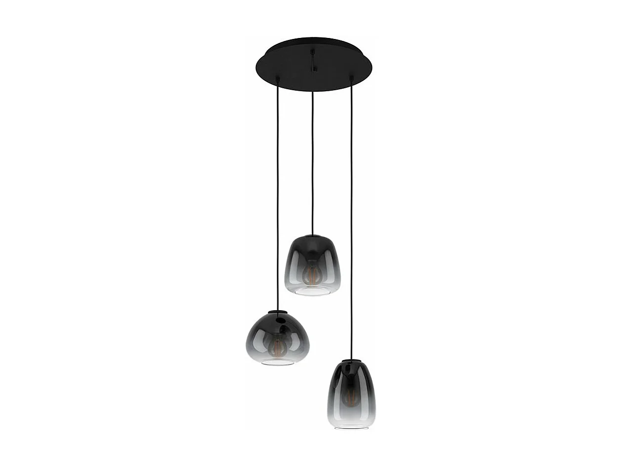 Lampadario Contemporaneo Aguilares 3 Luci Pendenti Metallo Nero