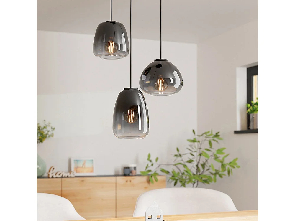 Lampadario Contemporaneo Aguilares 3 Luci Pendenti Metallo Nero