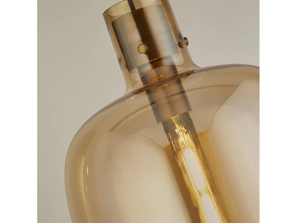 Searchlicht Barrel Pendelleuchte, Messing, Bernsteinglas