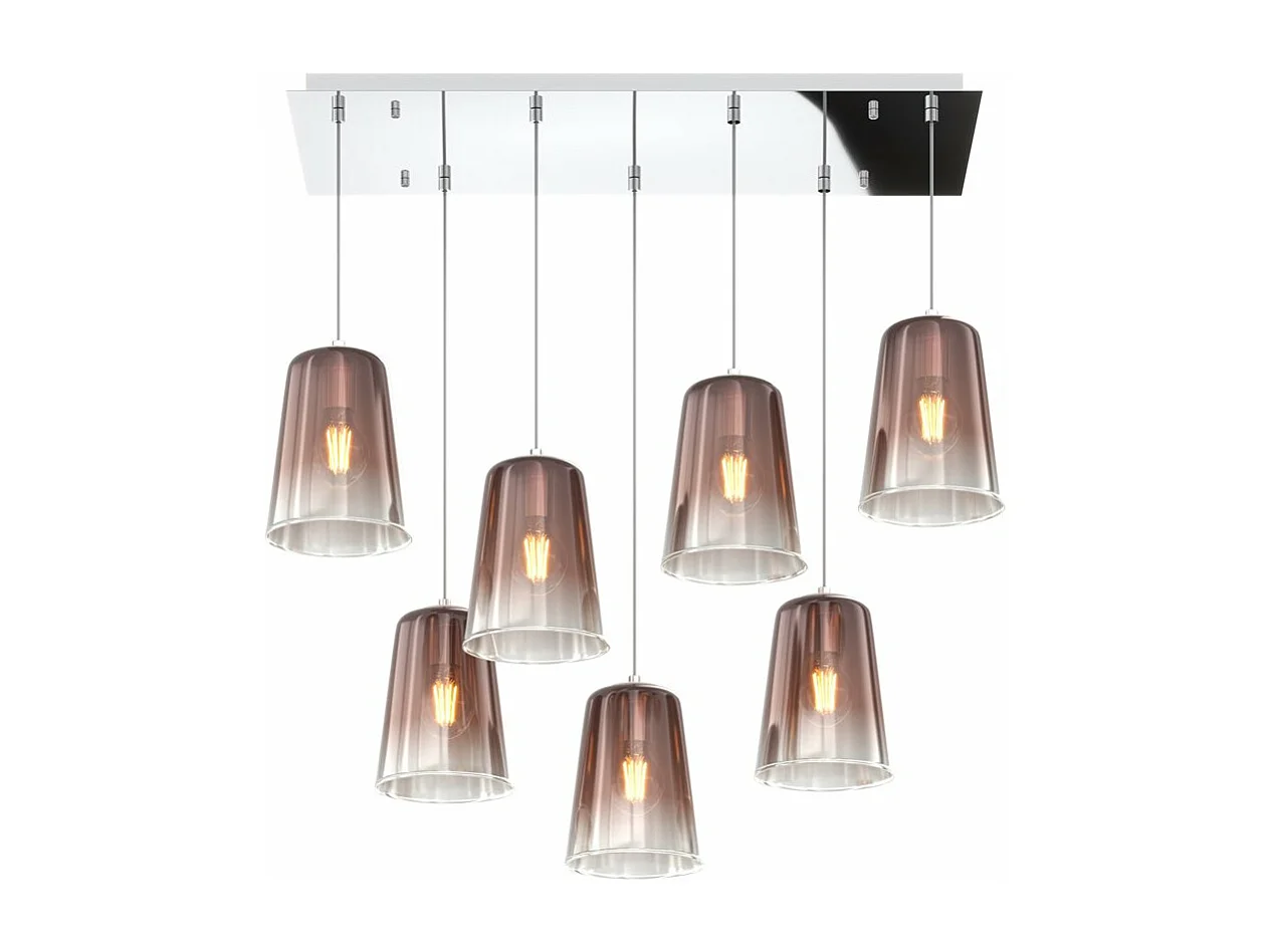 Sospensione Cromo Rettangolare 7 Luci Rame