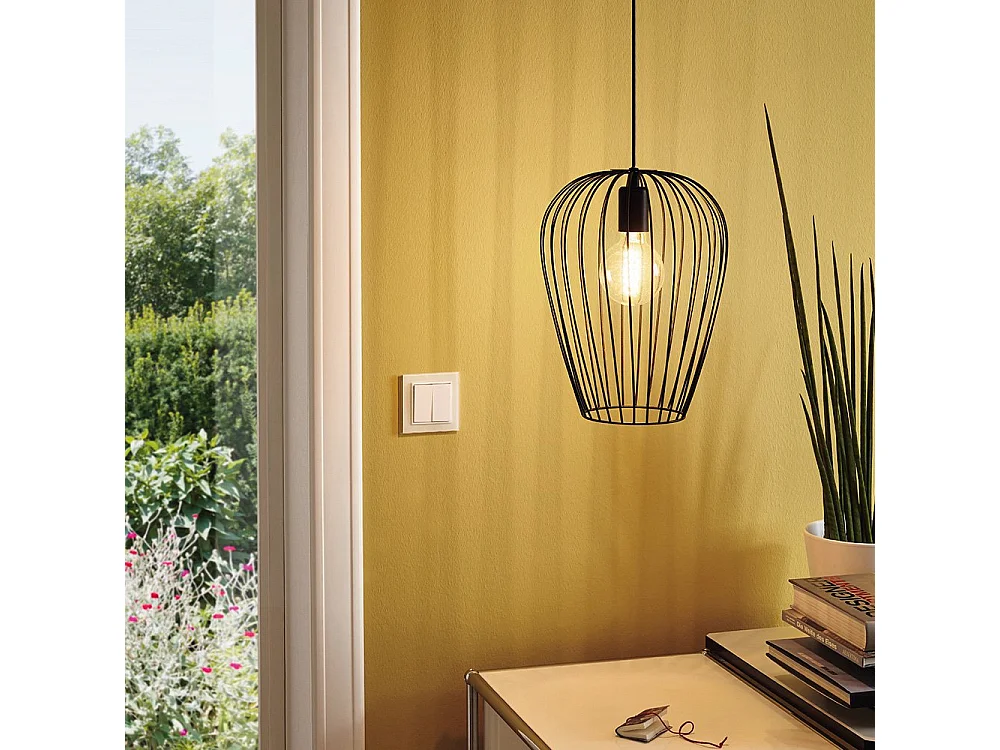 Lampadario Industrial Newtown 1 Luce Acciaio Nero